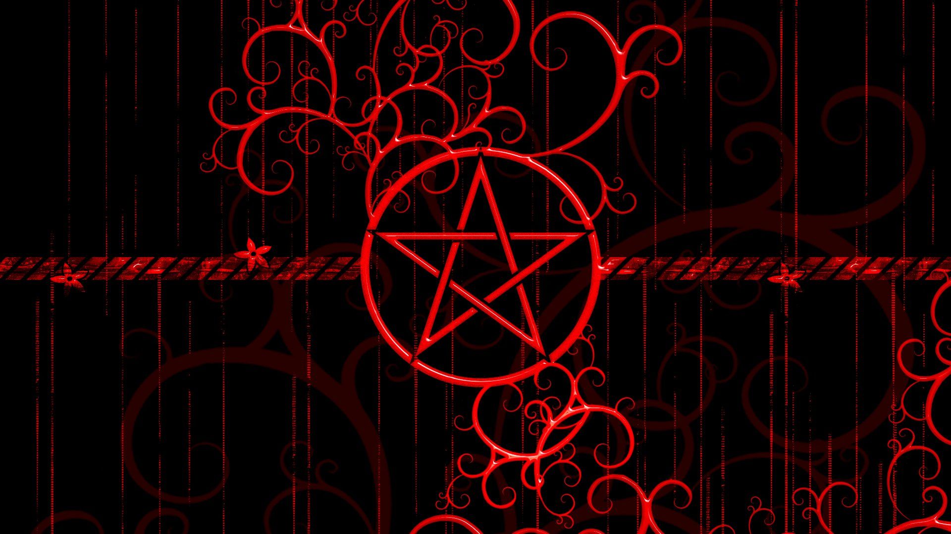 Pentagramma rosso decorativo neon, 1920x1080 1080p, Desktop