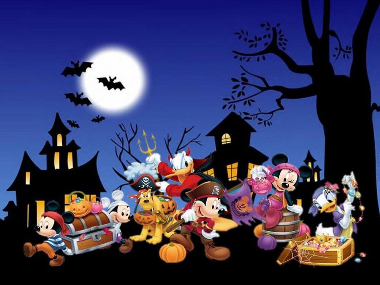 Personaggi Disney festa Halloween, classici d'animazione, 1280x960 HD, Desktop