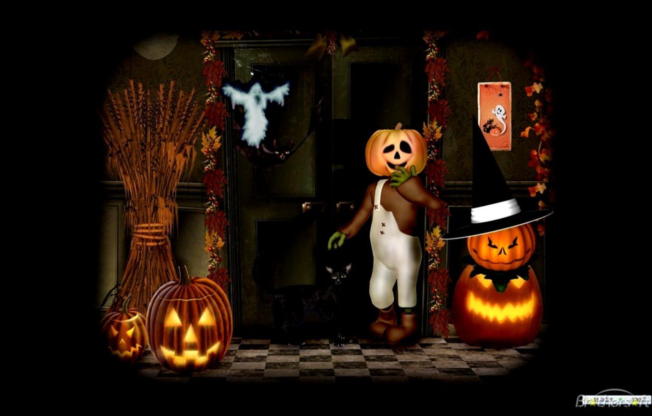 Zucca Halloween animata scena, 1310x837 HD, Desktop