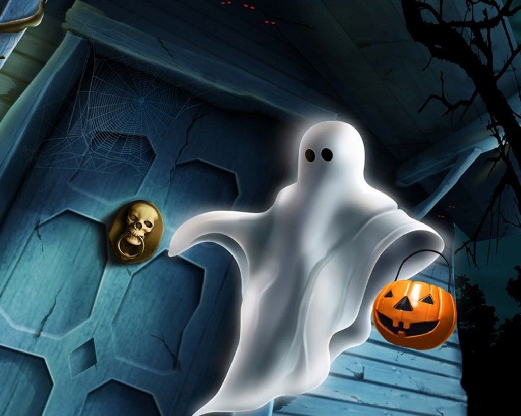 Fantasma cartone con zucca Halloween, 1024x819 HD, iMac