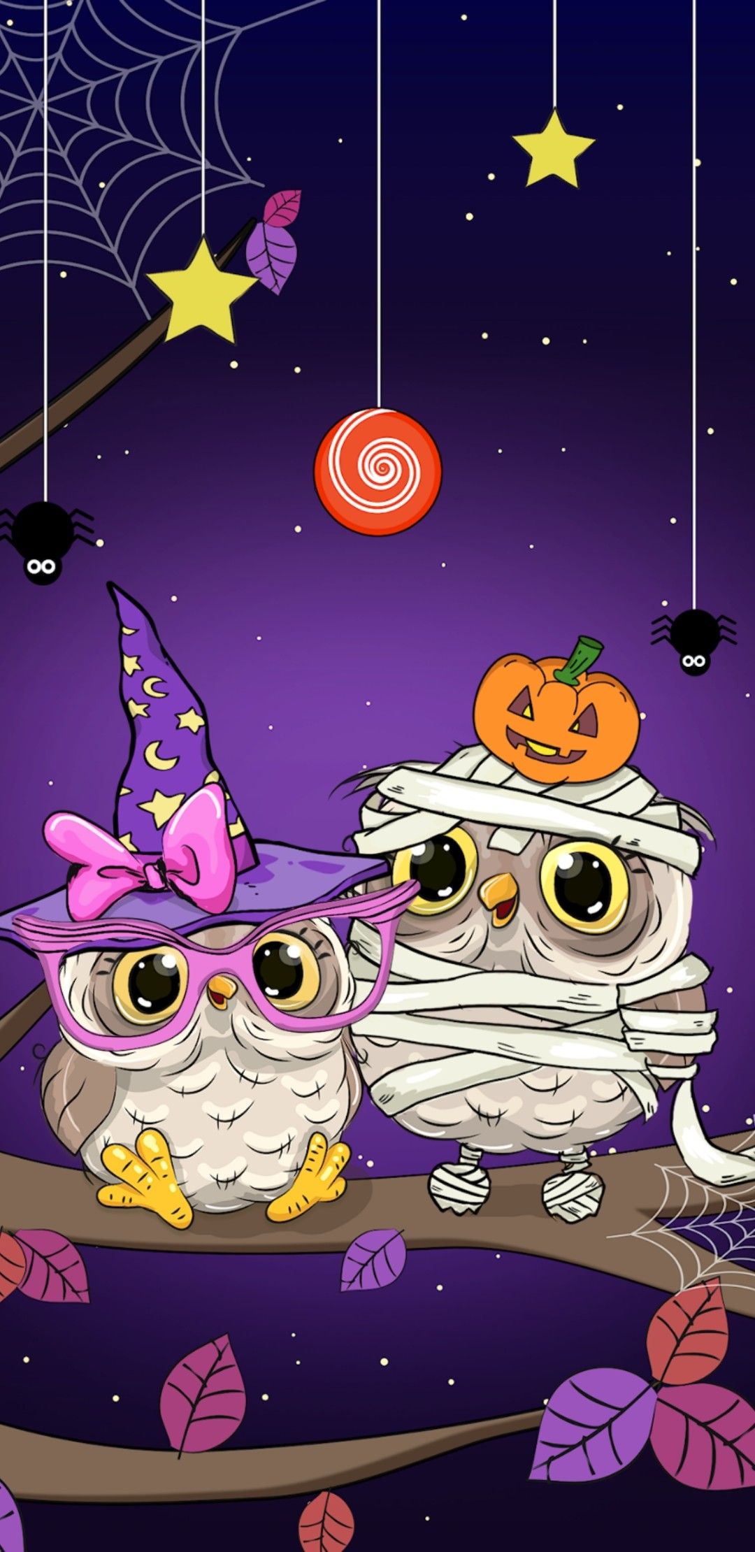 Gufetti animati Halloween, 1080x2220 Full HD Verticale, iPhone
