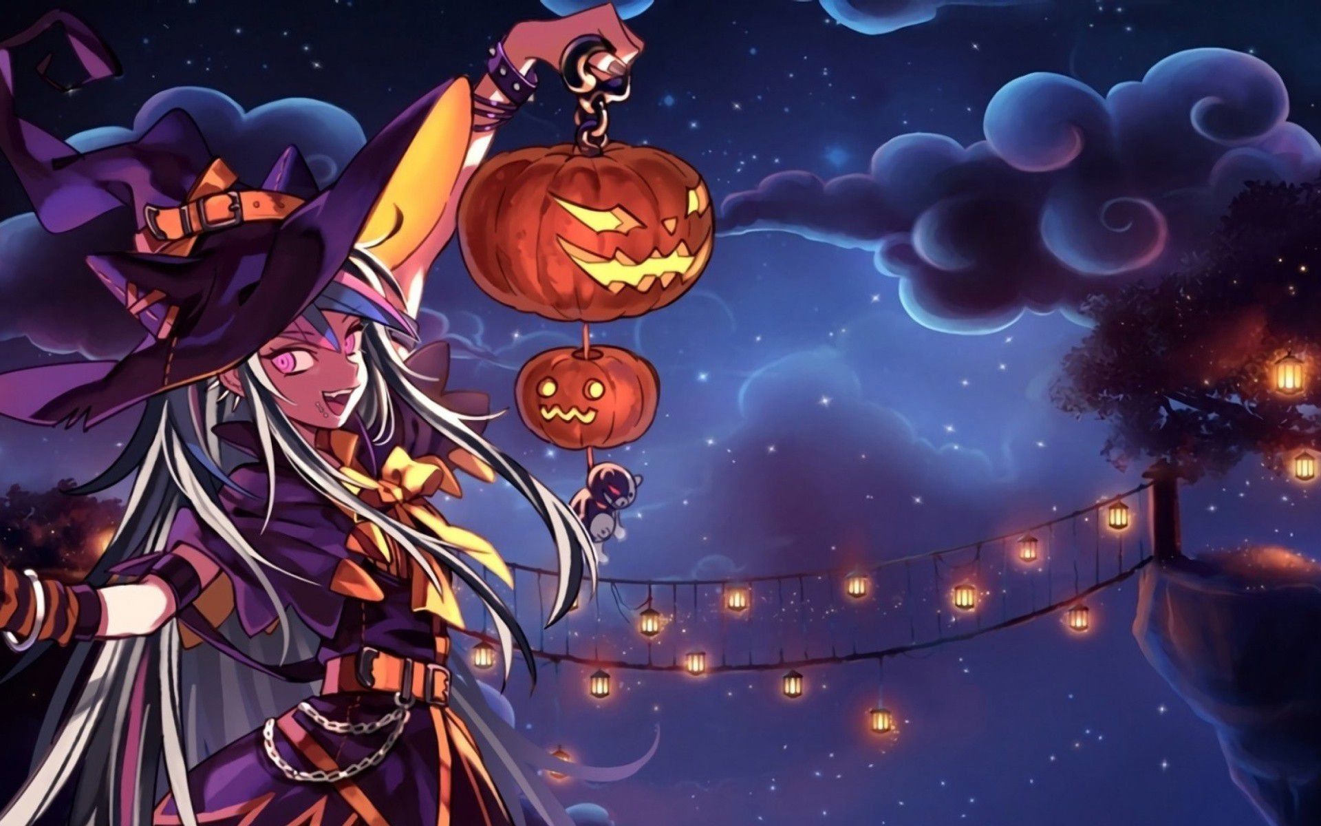 Strega anime con zucche Halloween, 1920x1200 WUXGA, PC Desktop