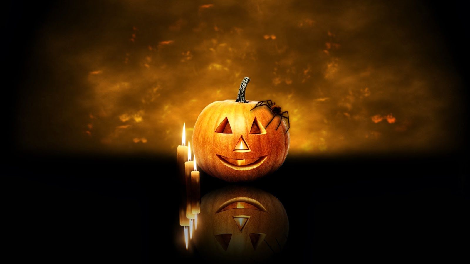 Zucca di Halloween con candele, 1600x900 HD Ready, PC