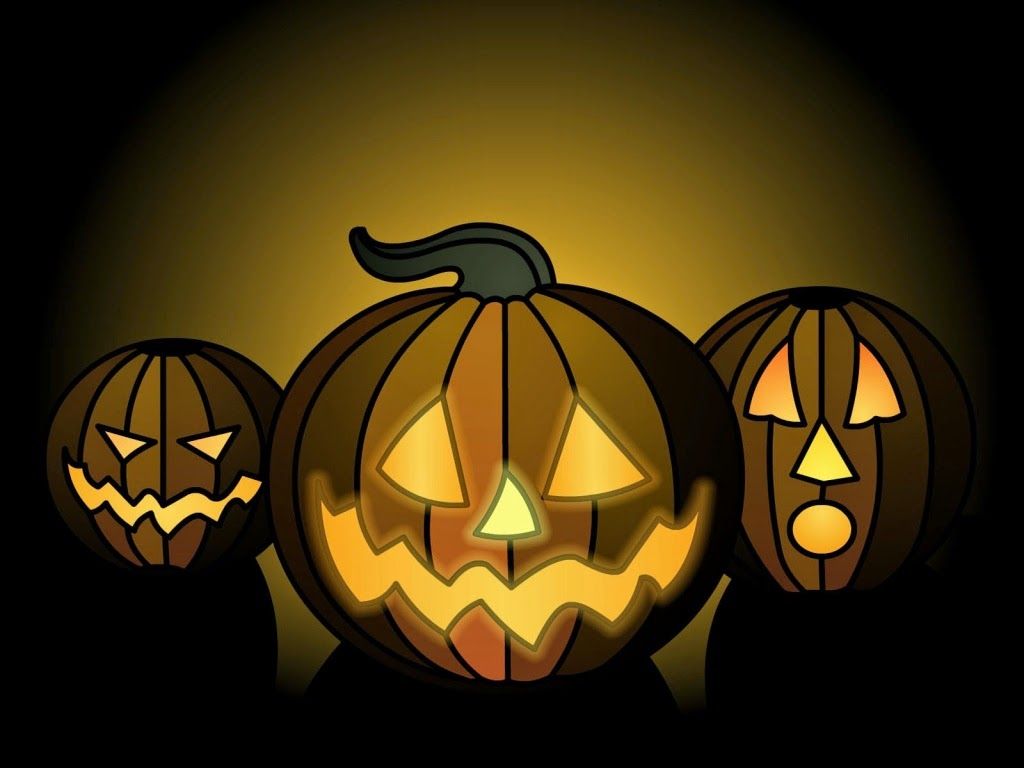 Tre zucche Jack-o'-lantern, 1024x768 HD, PC