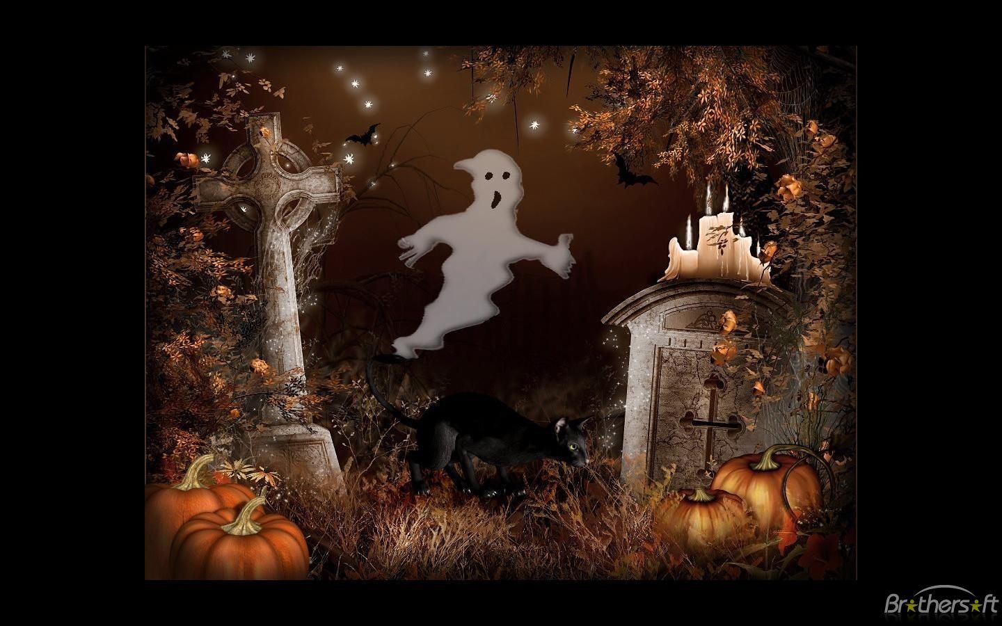 Fantasma cimitero zucche Halloween, 1440x900 720p, MacBook Air