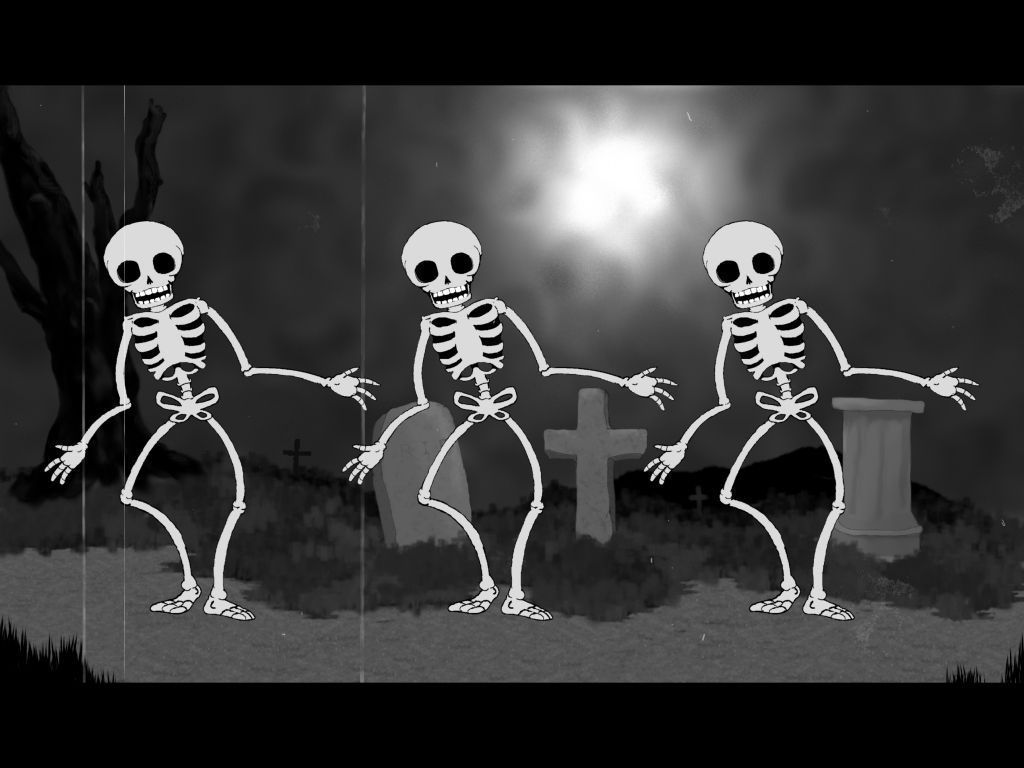 Scheletri danzanti cimitero notturno, 1024x768 HD, PC Desktop