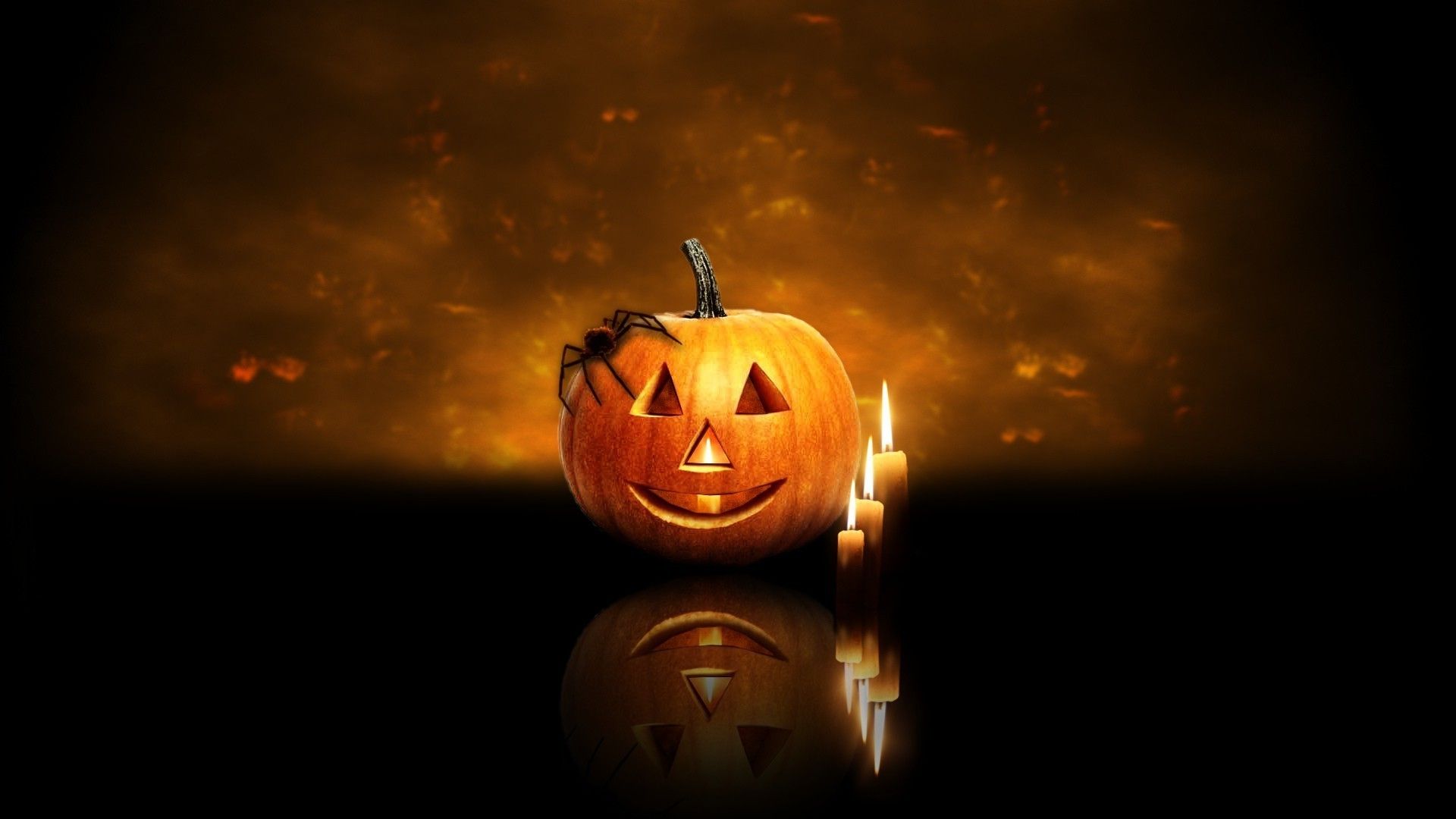 Zucca di Halloween con candele, 1920x1080 1080p, Laptop