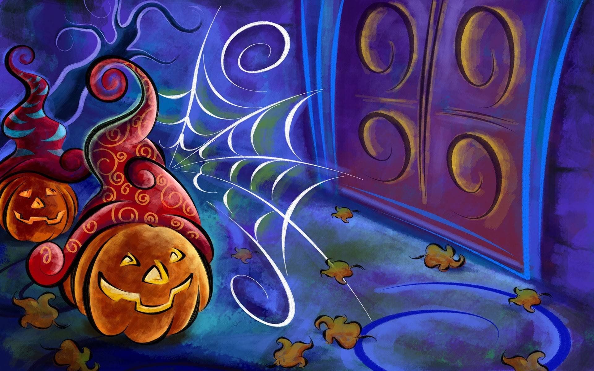 Zucche Halloween con ragnatela, 1920x1200 WUXGA, Desktop
