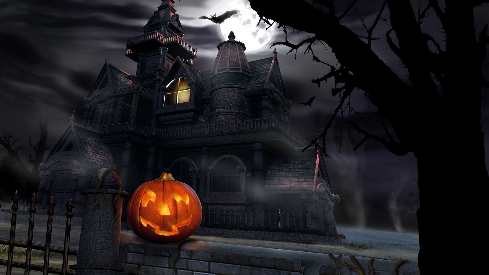 Casa infestata con zucca Halloween, 1600x900 HD Ready, Desktop