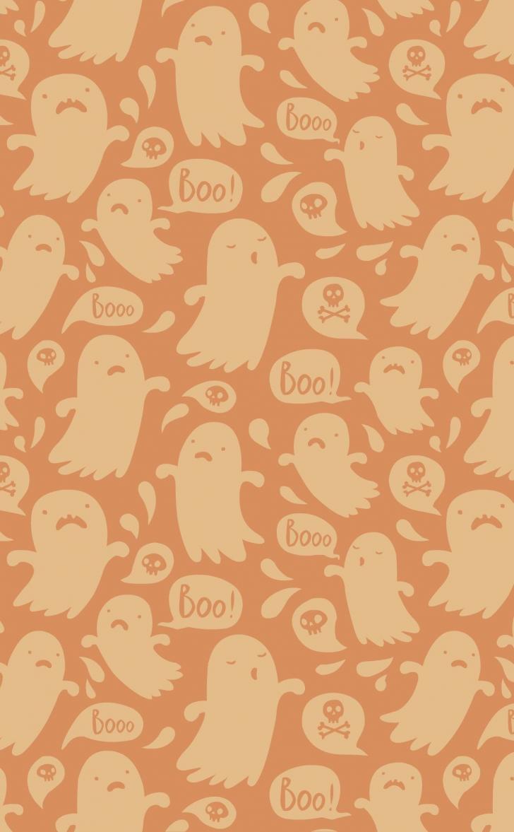 Fantasmi carini pattern arancione, 728x1177 Verticale, Mobile