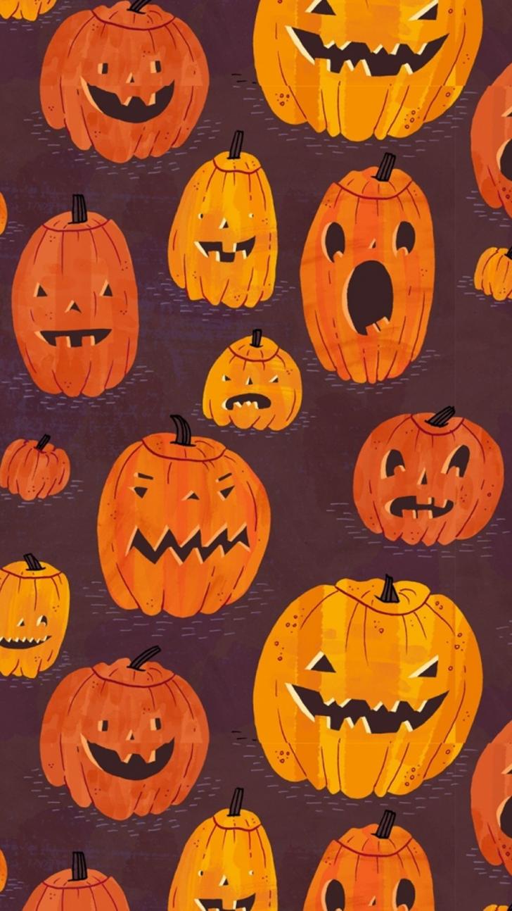 Zucche di Halloween sorridenti, 728x1294 Verticale, Telefono