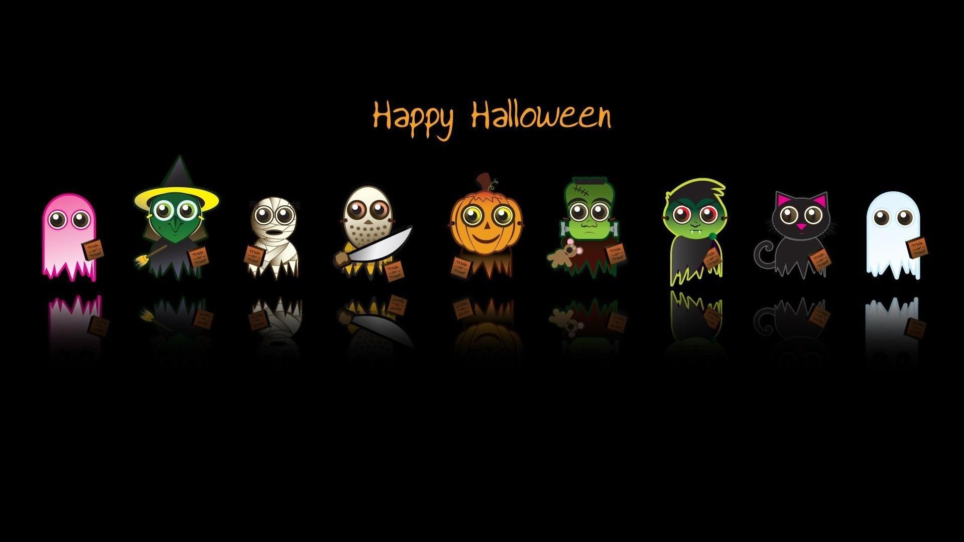 personaggi carini Halloween sfondo nero, 1920x1080 Full HD, Laptop