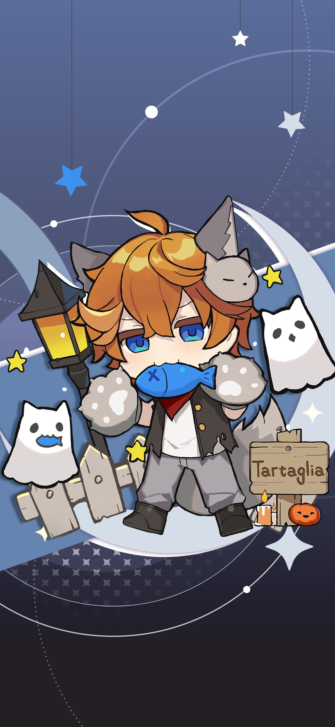 Tartaglia Childe Genshin chibi Halloween, 1080x2340 Full HD Verticale, iPhone