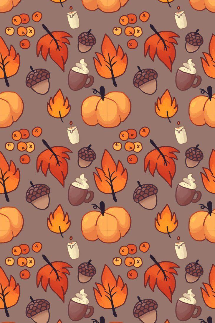 Pattern autunnale zucche e ghiande, 730x1095 Verticale, Android