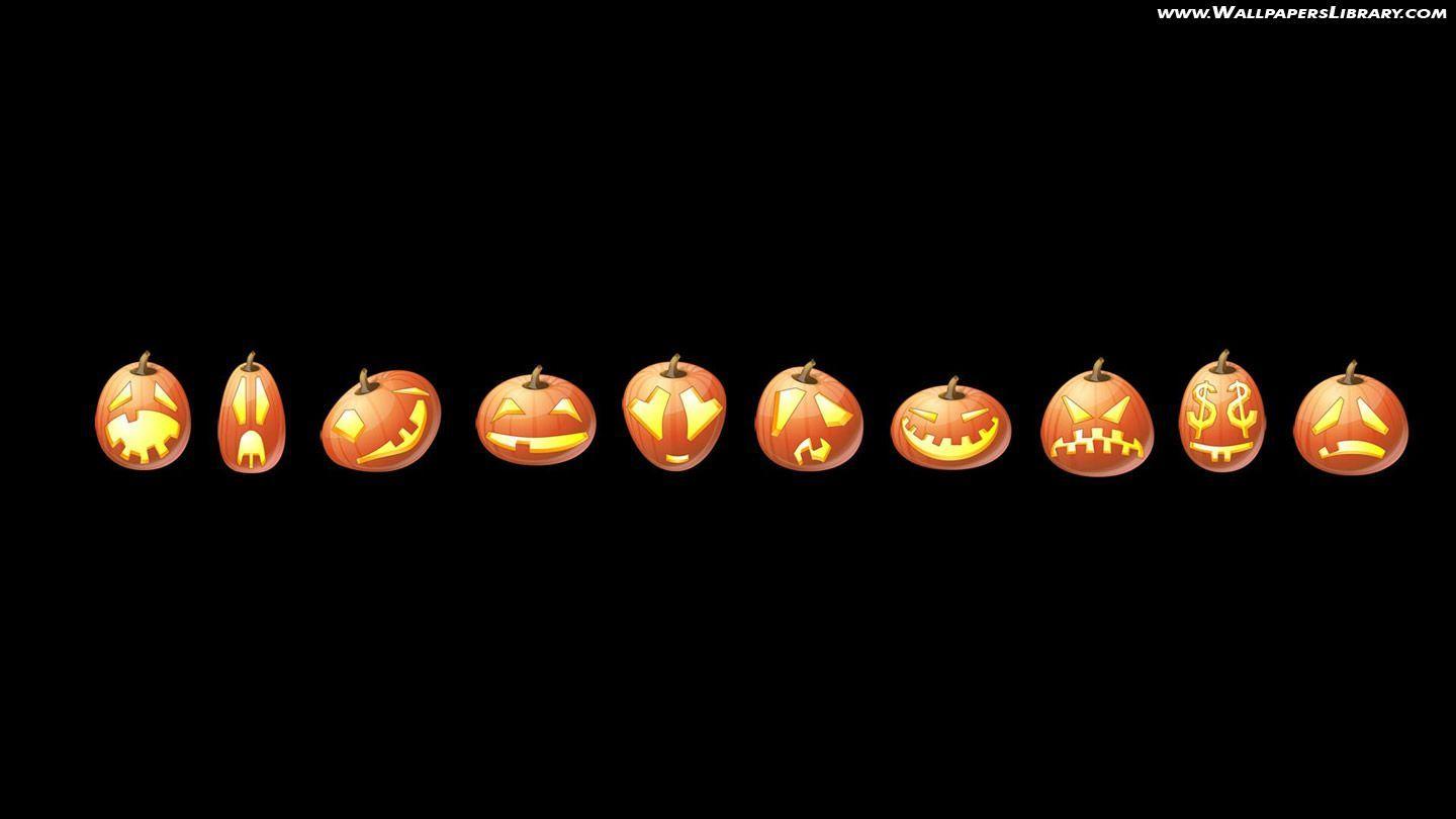 Zucche intagliate Halloween arancioni, 1440x810 HD, Desktop