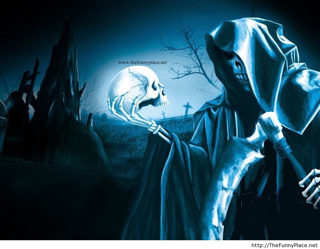 Scheletro e mietitore Halloween, 1024x796 HD, Laptop