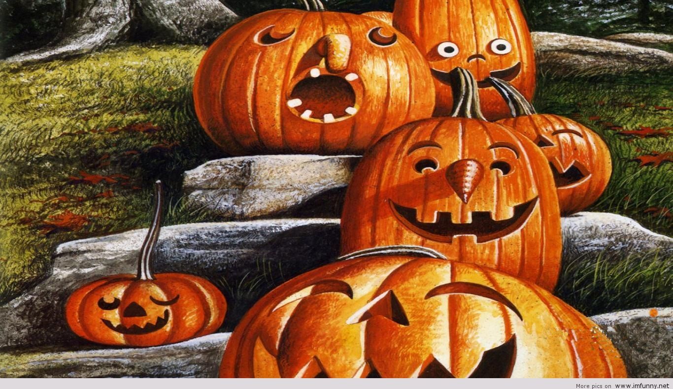 Zucche di Halloween buffe, 1366x790 720p, iMac
