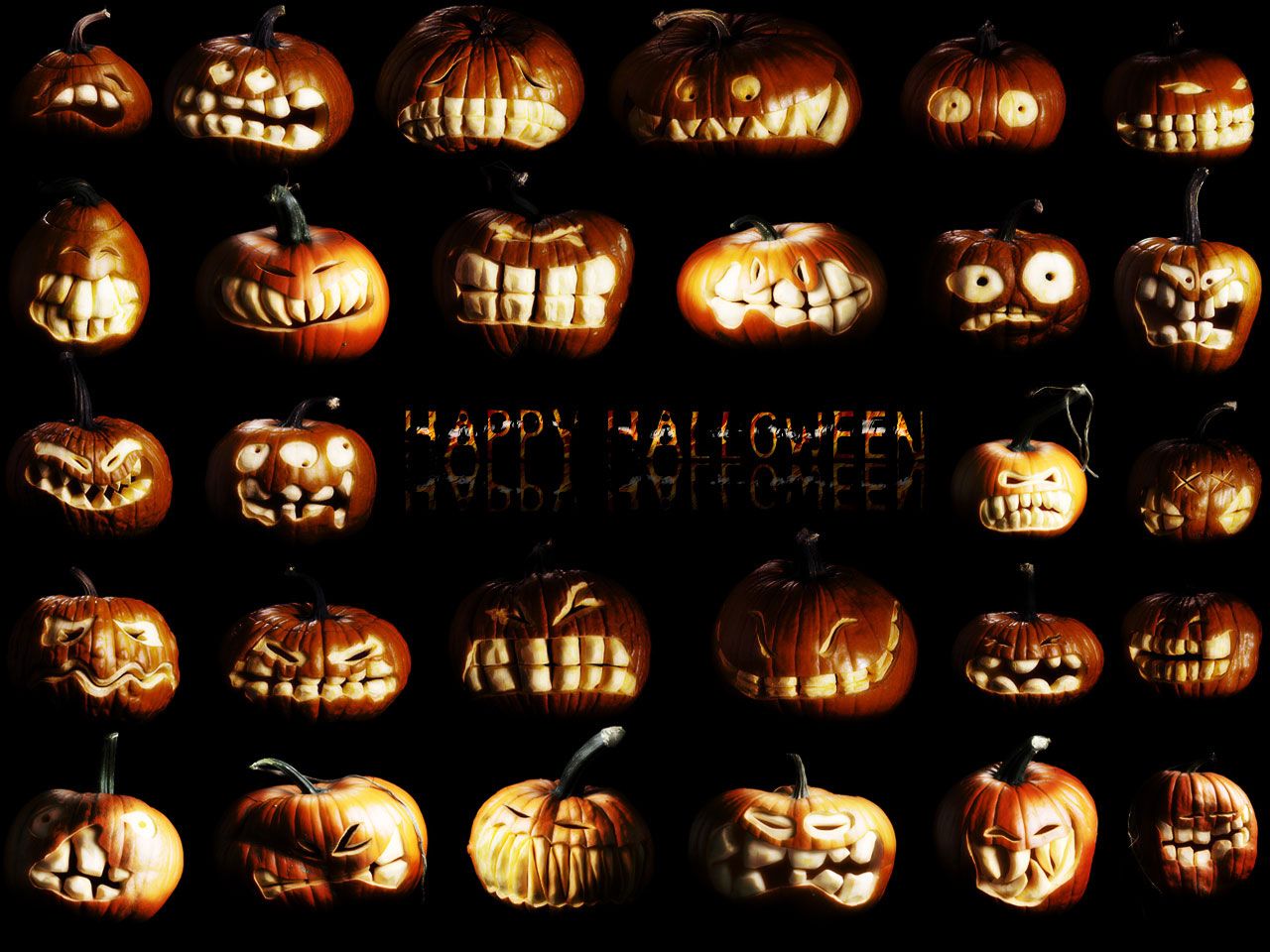 Zucche intagliate Halloween illuminate, 1280x960 HD, Desktop