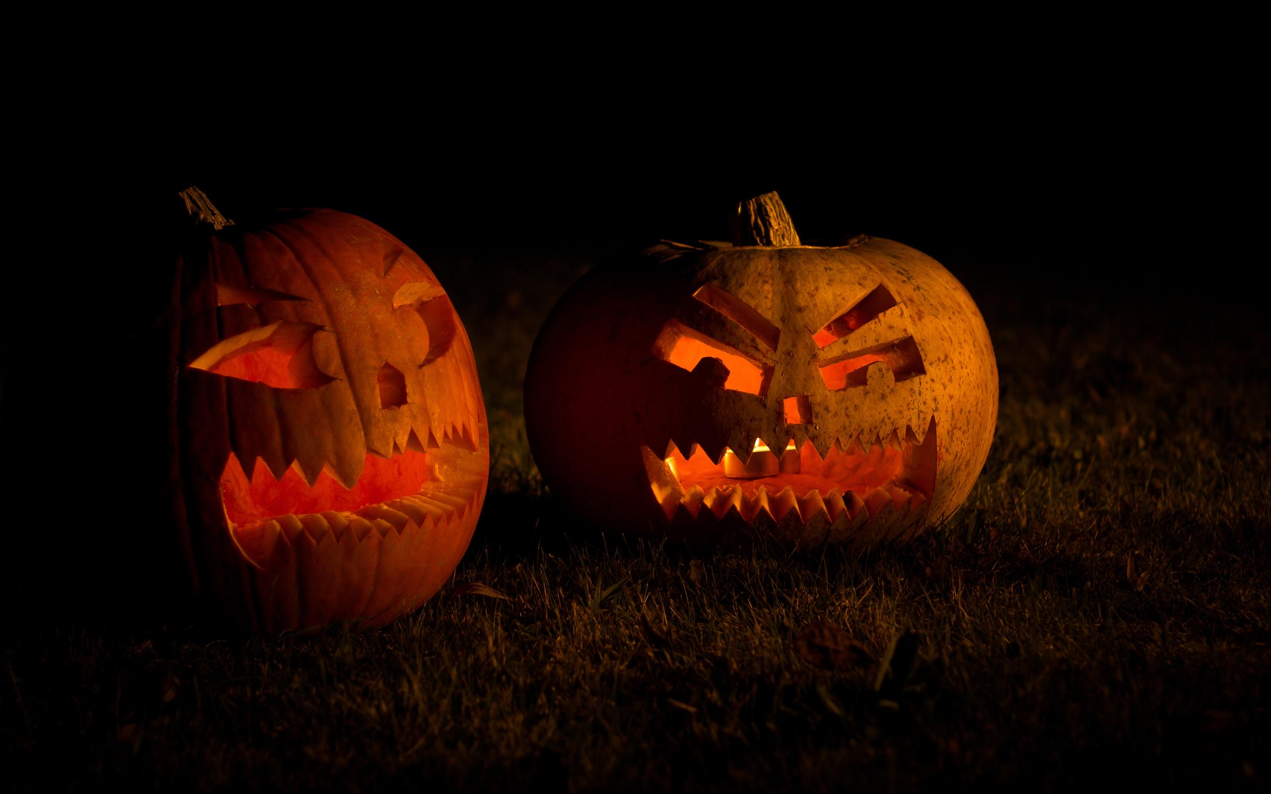 Zucche di Halloween illuminate, 2560x1600 2K, MacBook Pro