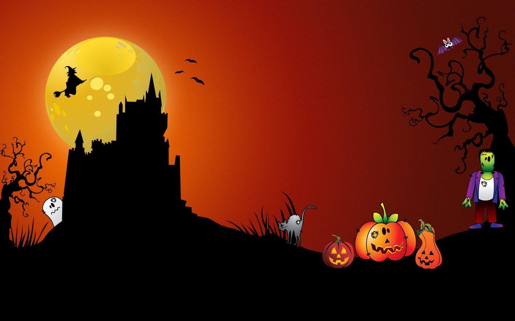Castello strega zucche Halloween, 1680x1050 HD, Desktop