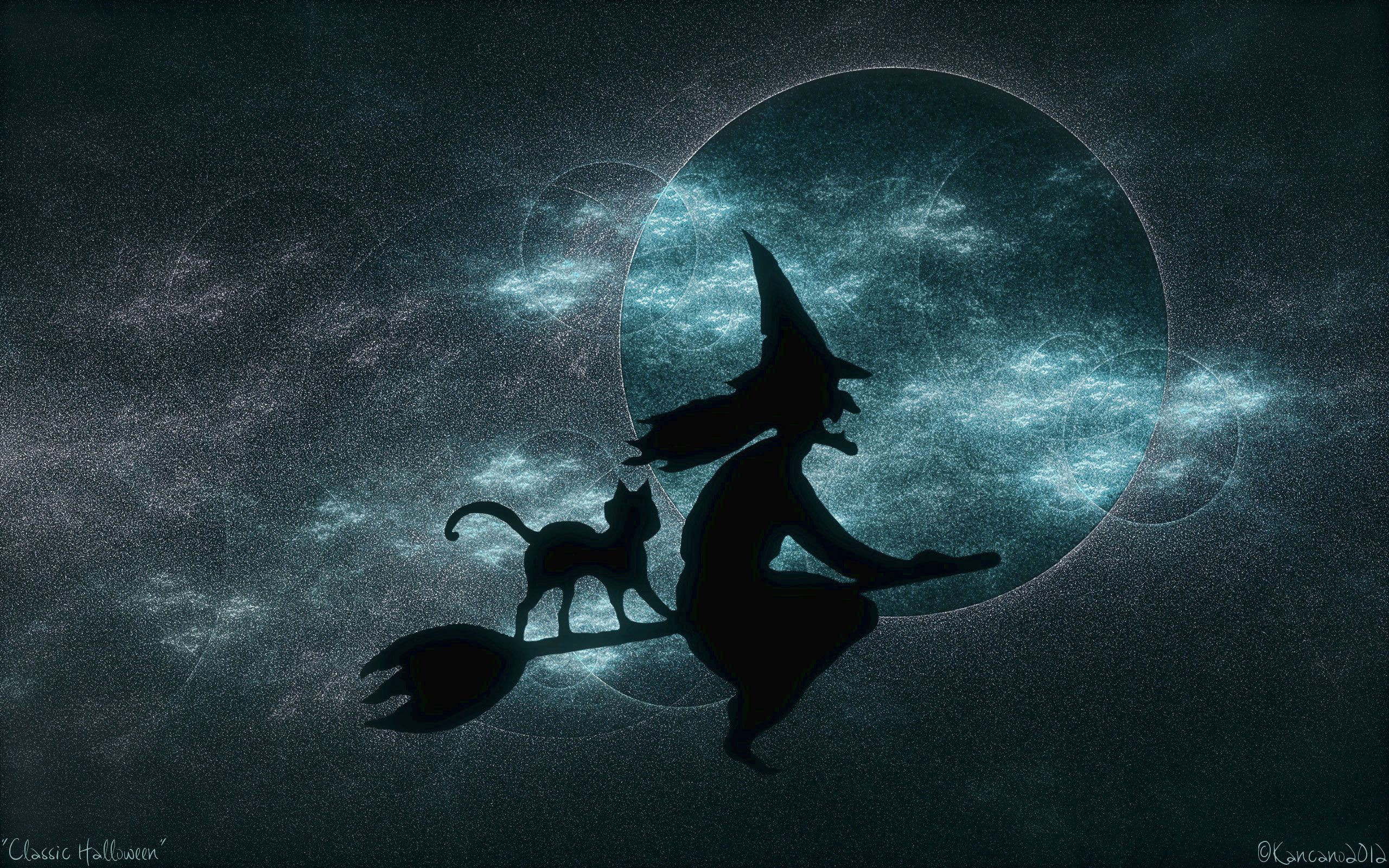 Strega su scopa con gatto, 2560x1600 WQXGA, Desktop