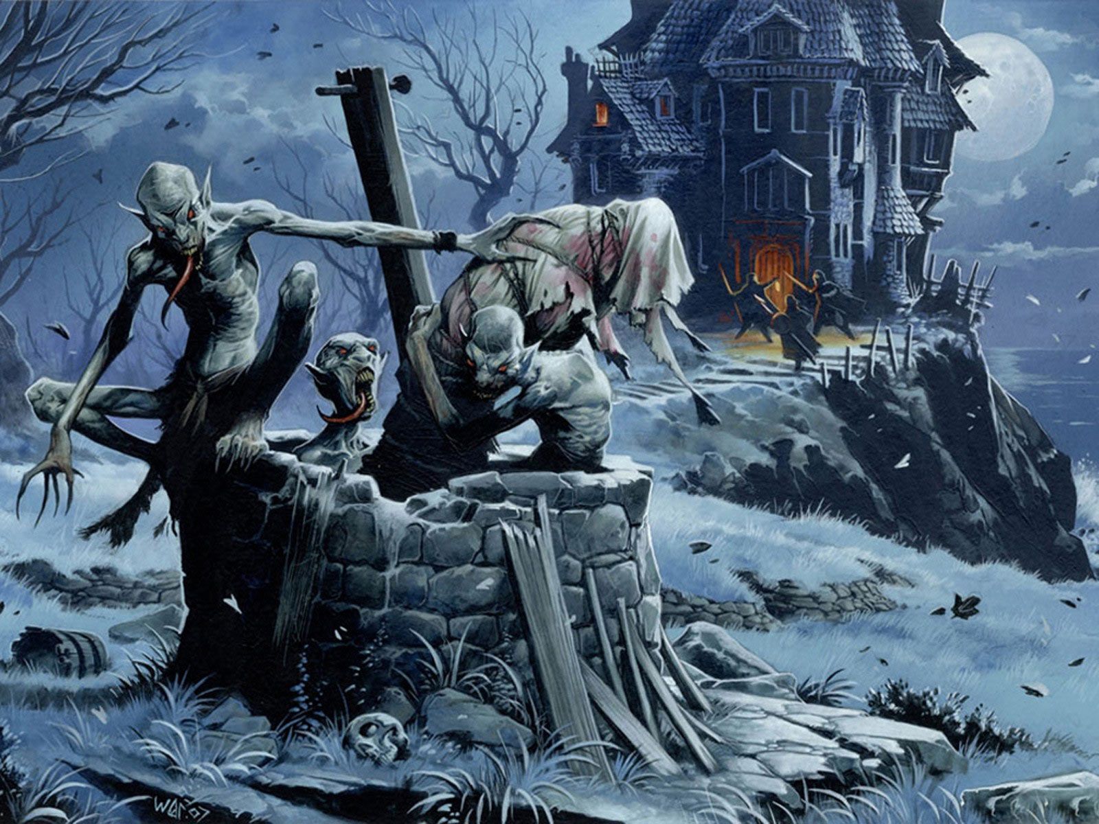 Zombie casa infestata cimitero, 1600x1200 HD, Desktop