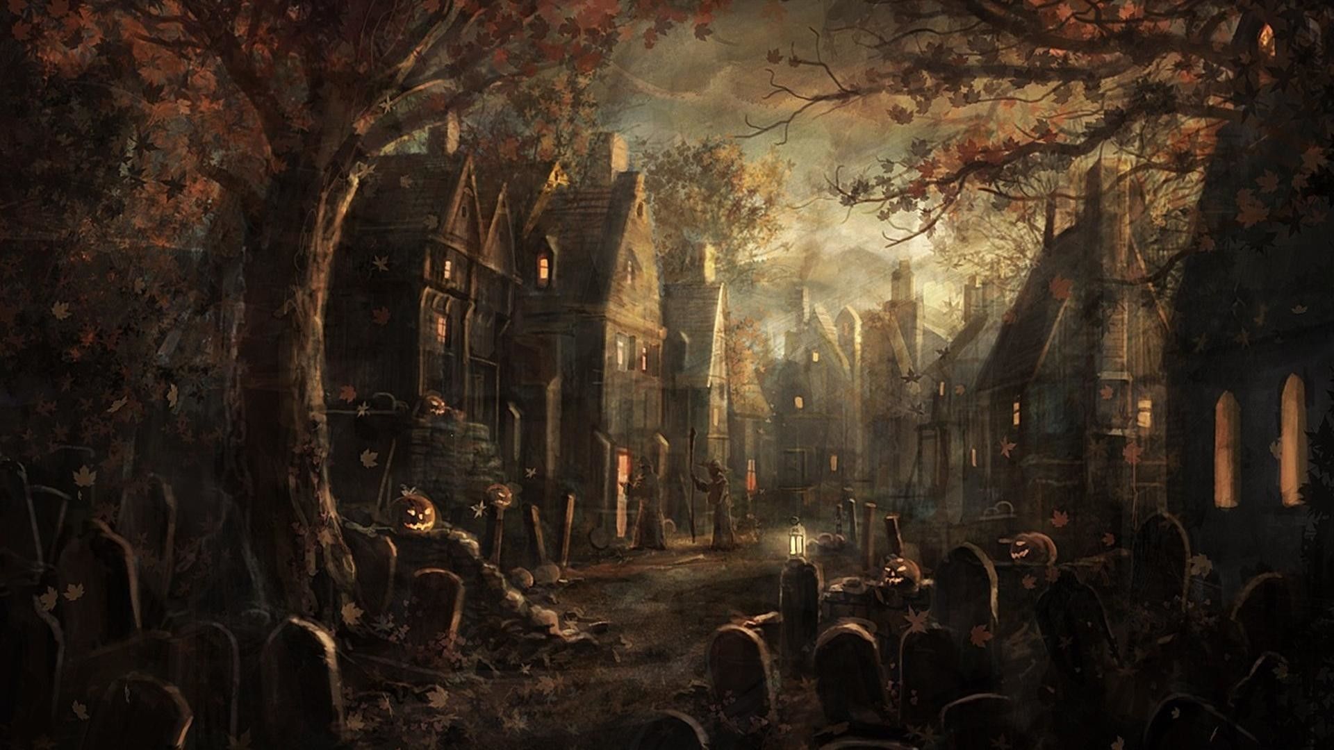 cimitero villaggio spettrale notturno, 1920x1080 1080p, PC
