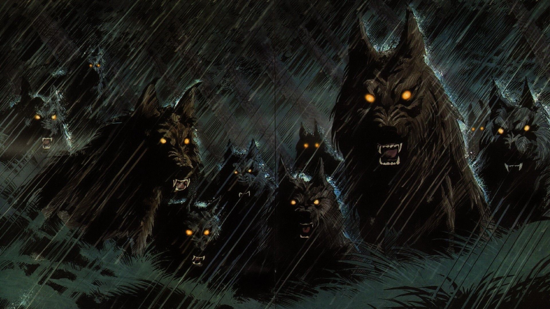 lupi demoniaci occhi luminosi, 1920x1080 1080p, Laptop