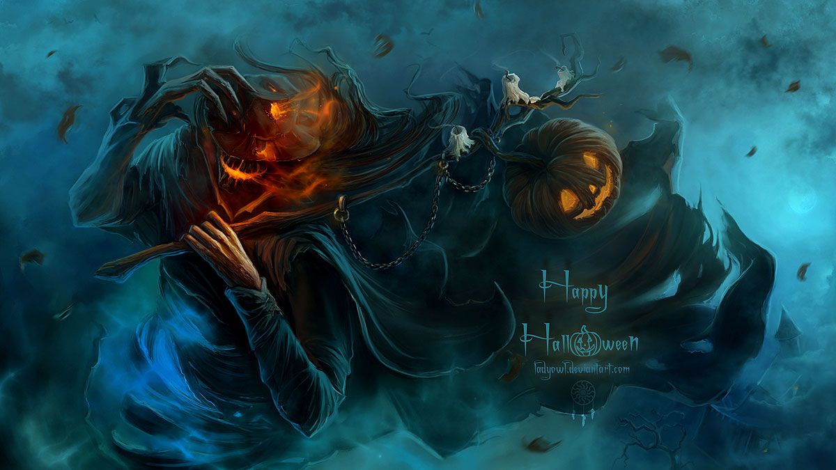 Zucca demoniaca Halloween oscuro, 1200x675 HD, iMac