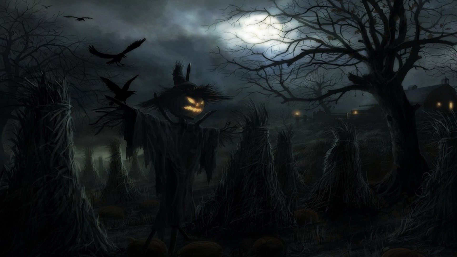 Spaventapasseri inquietante campo notturno, 1920x1080 1080p, PC