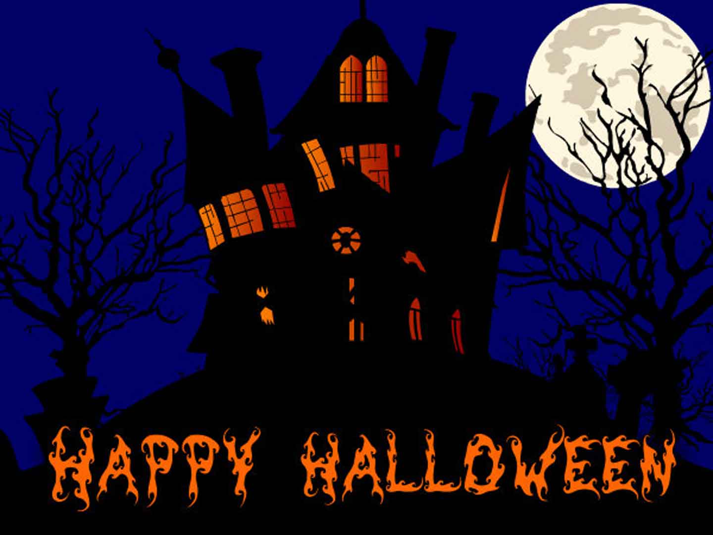 Casa stregata luna piena, sfondi Halloween, 1440x1080 HD, Desktop