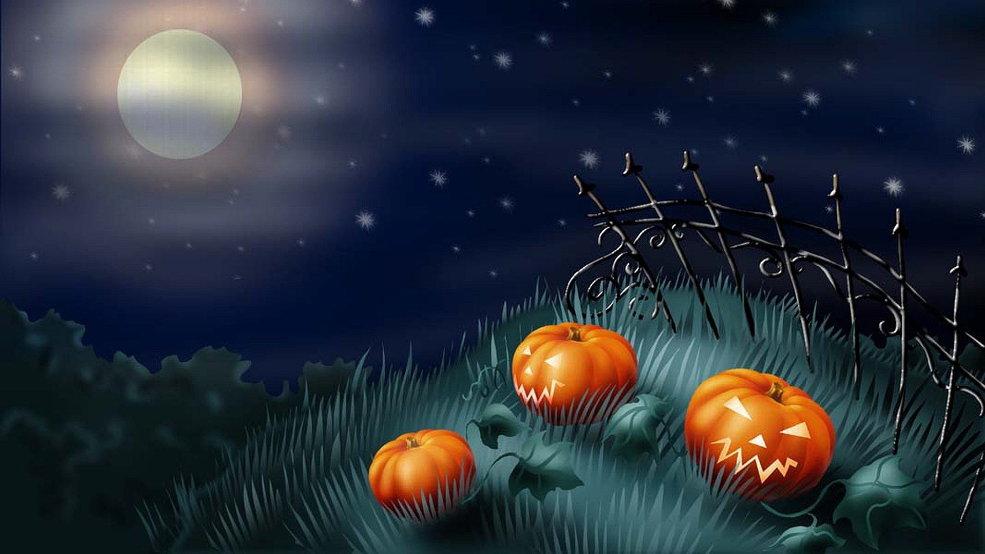 Zucche Halloween notte luna, 1920x1080 Full HD 1080p, Laptop
