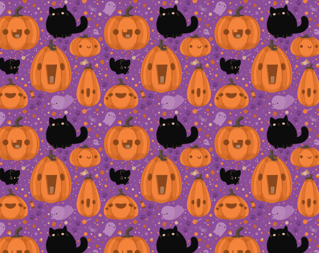 Zucche e gatti neri Halloween, sfondi 1024x812 HD, Desktop