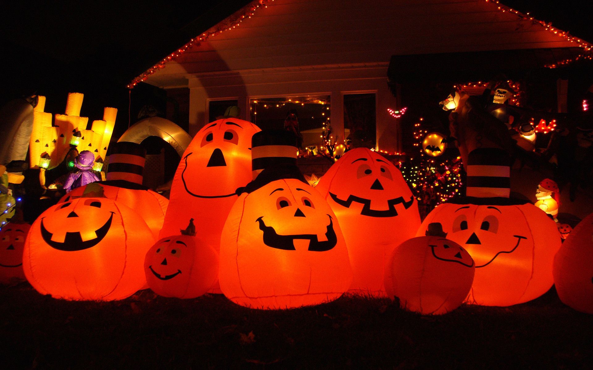 Zucche gonfiabili illuminate Halloween, sfondi 1920x1200 WUXGA, iMac