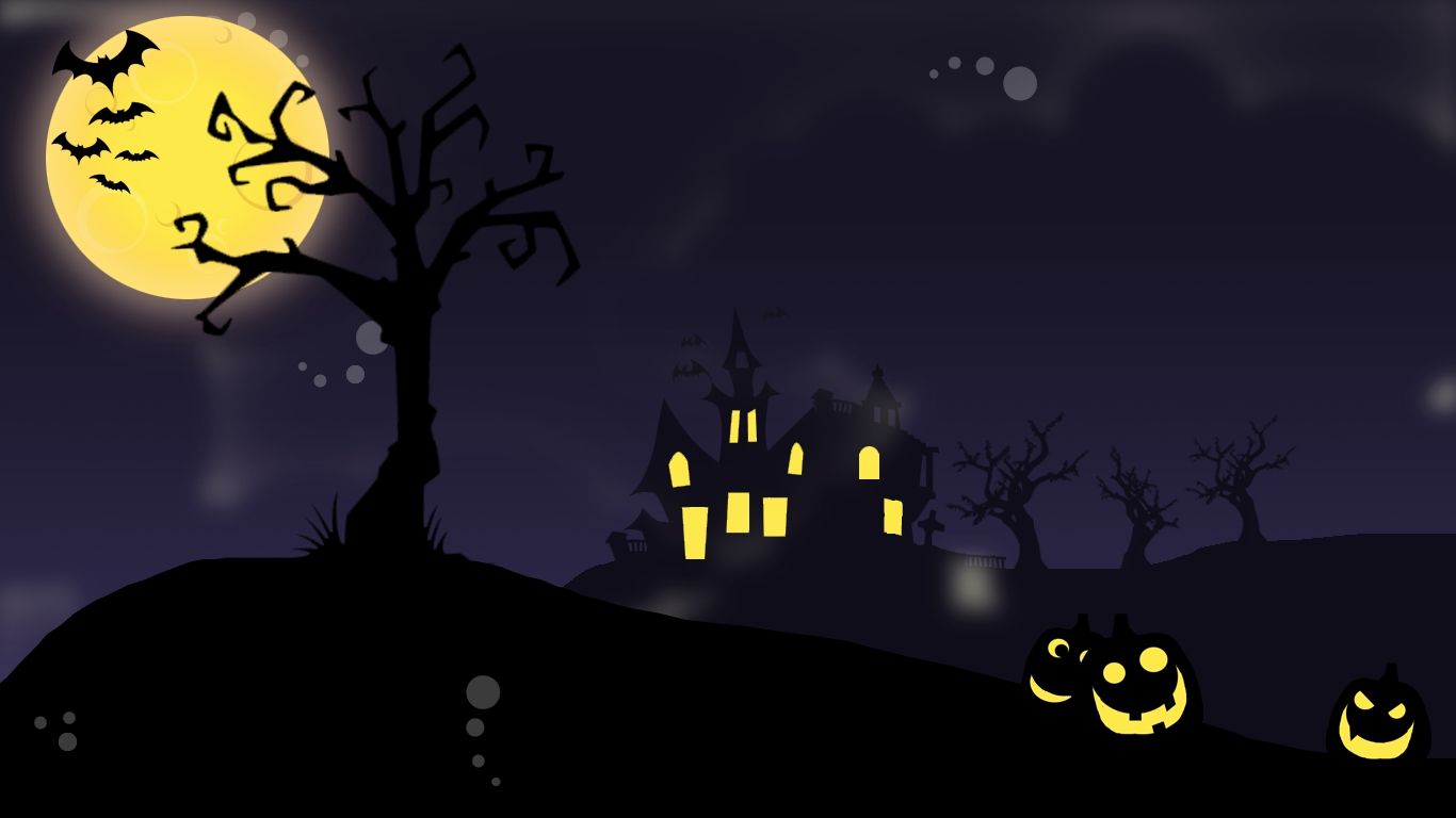 Casa infestata luna zucche, sfondi Halloween, 1366x768 720p, PC