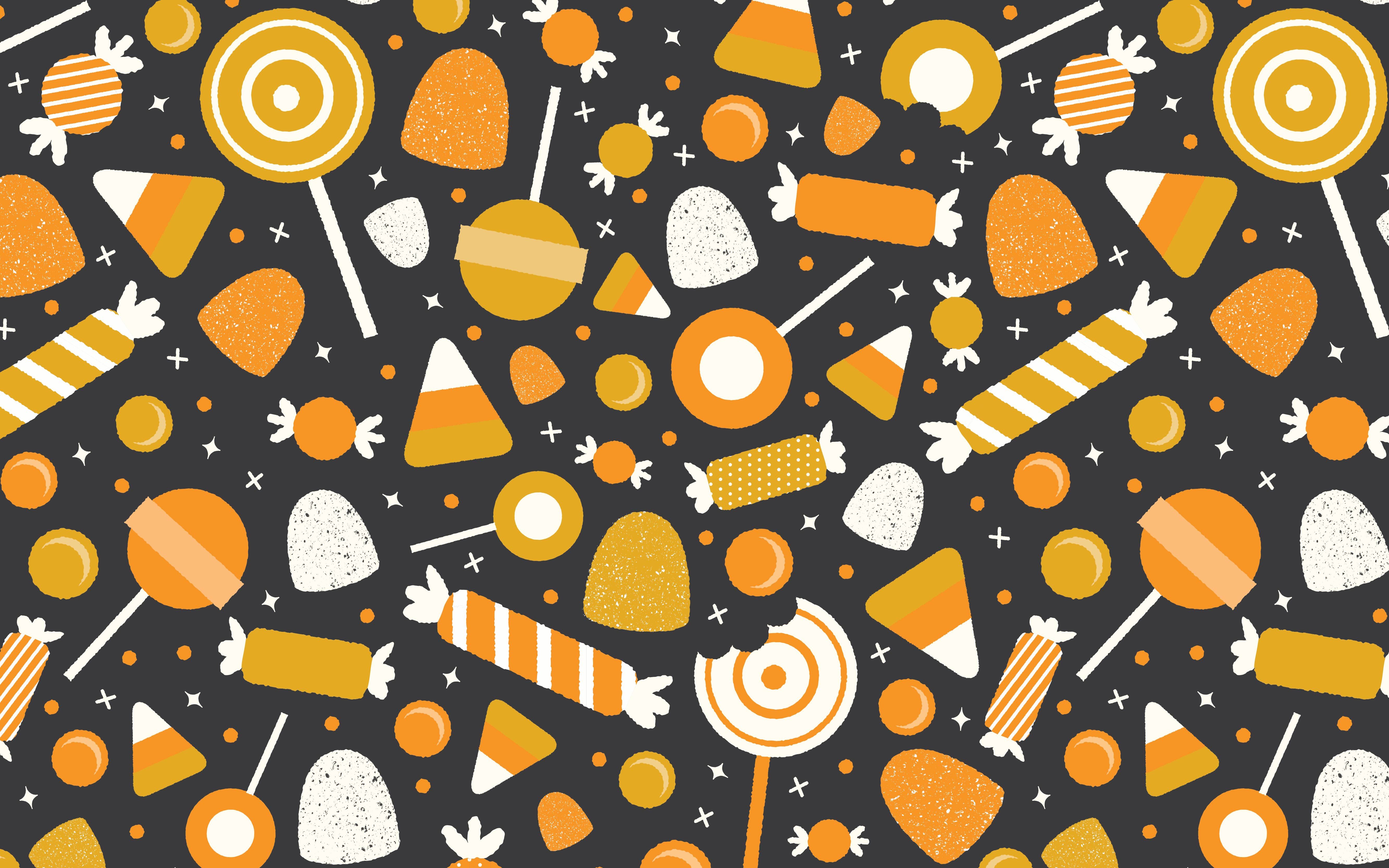 Caramelle Halloween pattern arancione, sfondo 5333x3333 5K Ultra HD, Monitor 4K