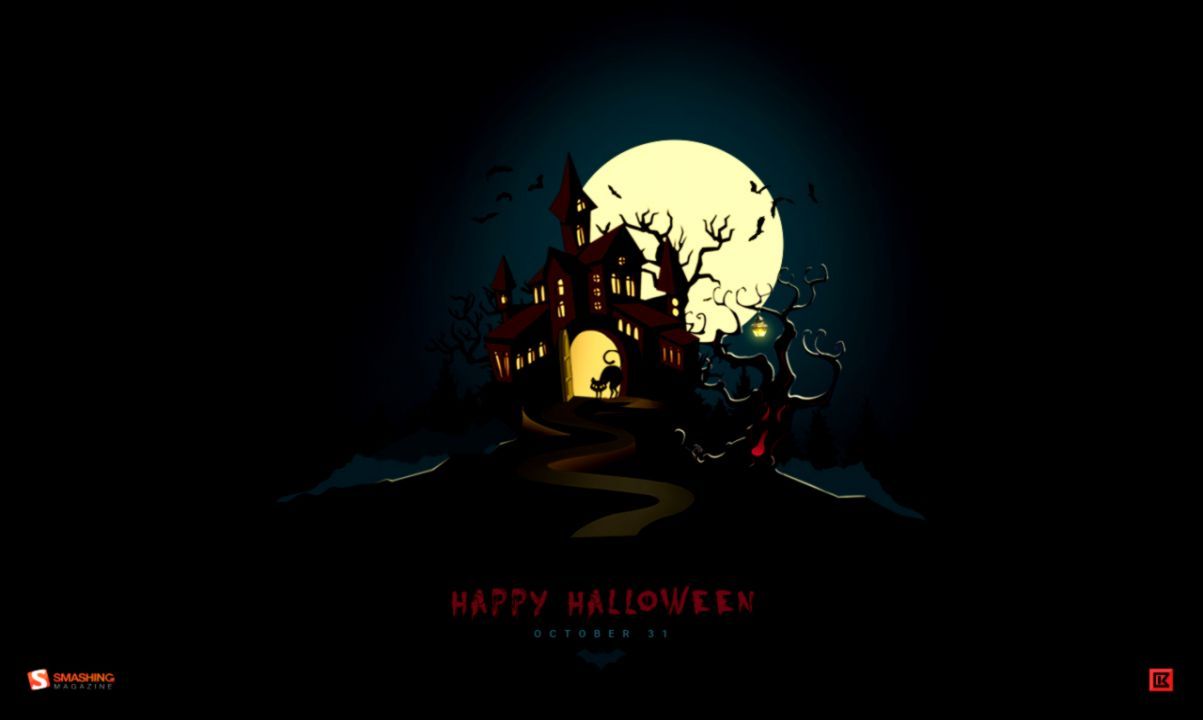 Casa stregata con luna piena, sfondi Halloween, 1203x720 HD, Lenovo Legion