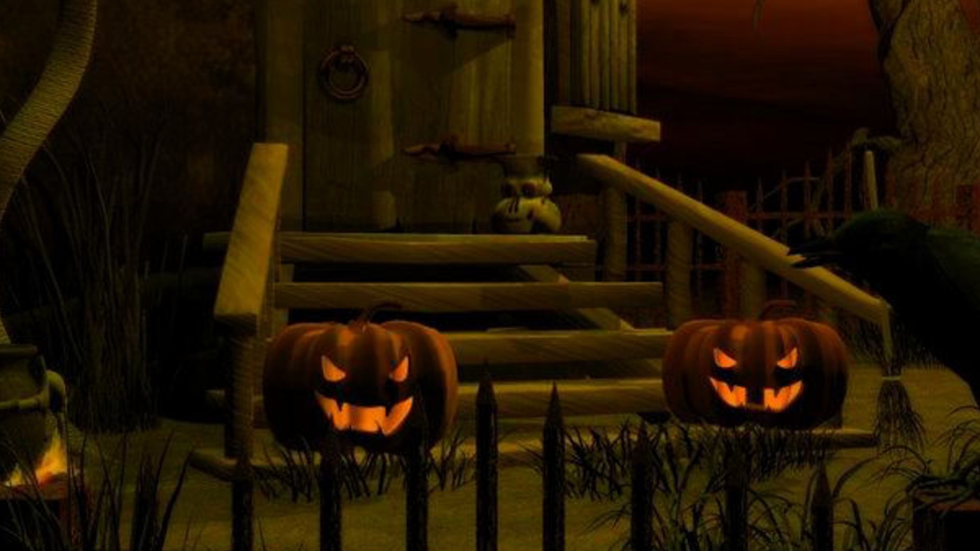 Zucche jack-o'-lantern casa stregata, sfondi Halloween, 1920x1080 Full HD, Laptop