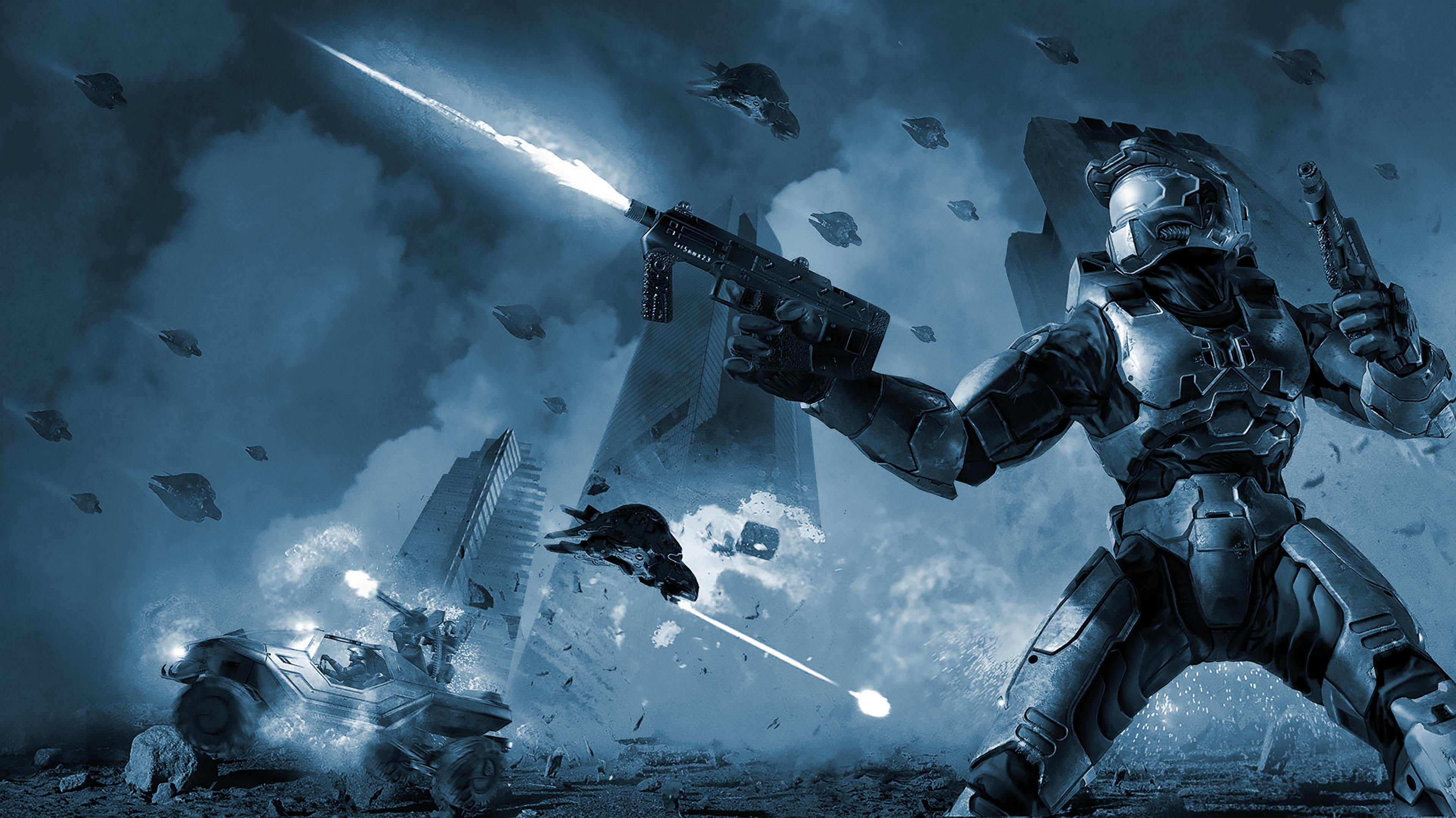 Soldati Halo battaglia blu, 3840x2160 UHD, PC 4K