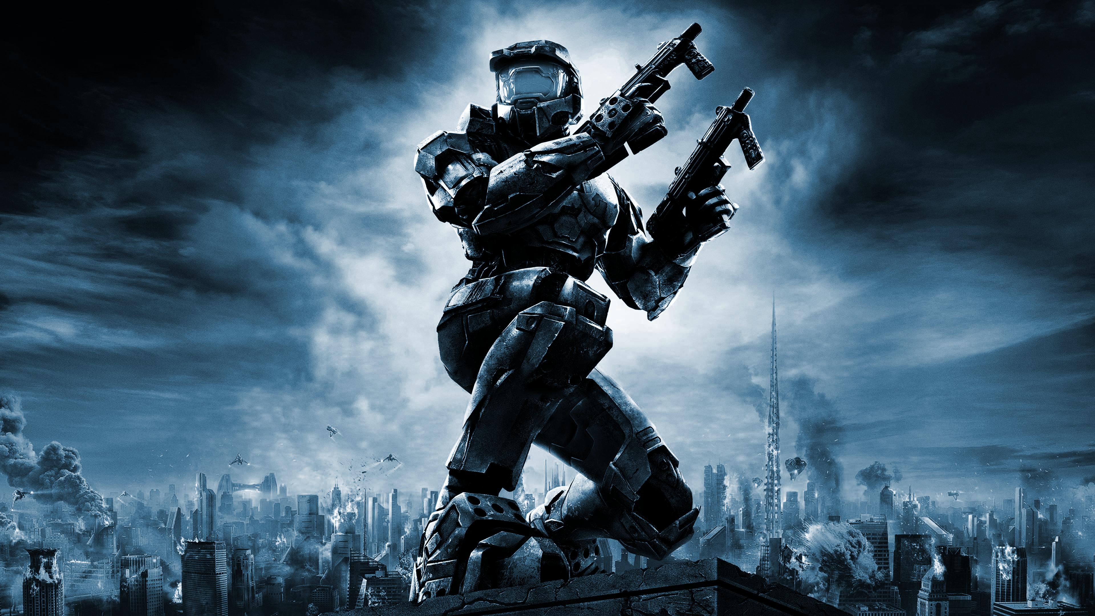 Master Chief Halo blu, sparatutto FPS, 3840x2160 UHD, PC 4K