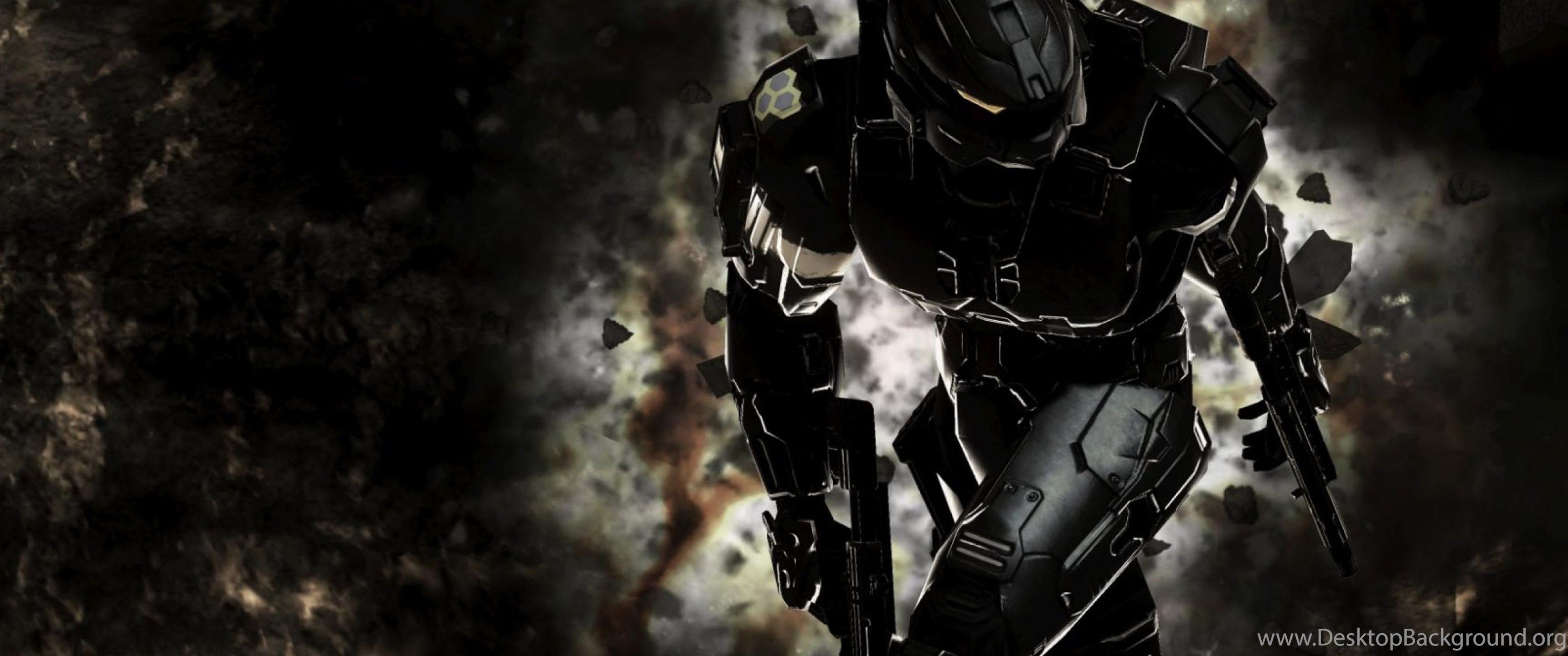 Master Chief Halo armatura scura, 3440x1440 Ultrawide, Dual Monitor