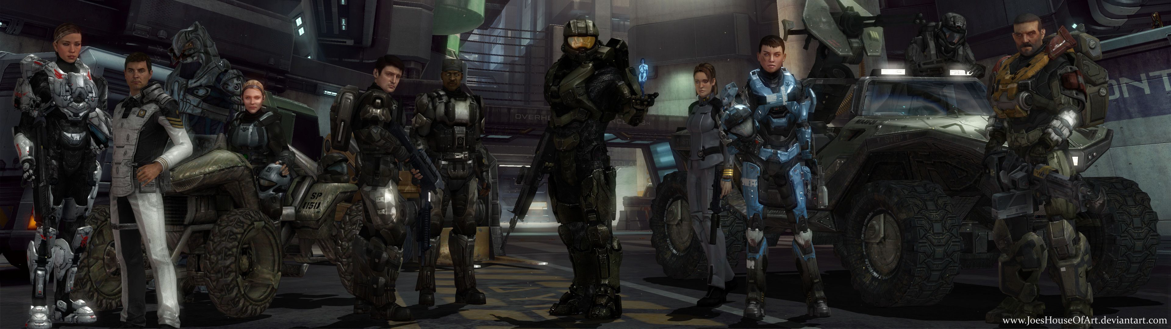 Halo hangar navi spaziali, 3840x1080 Panoramico, Dual Screen
