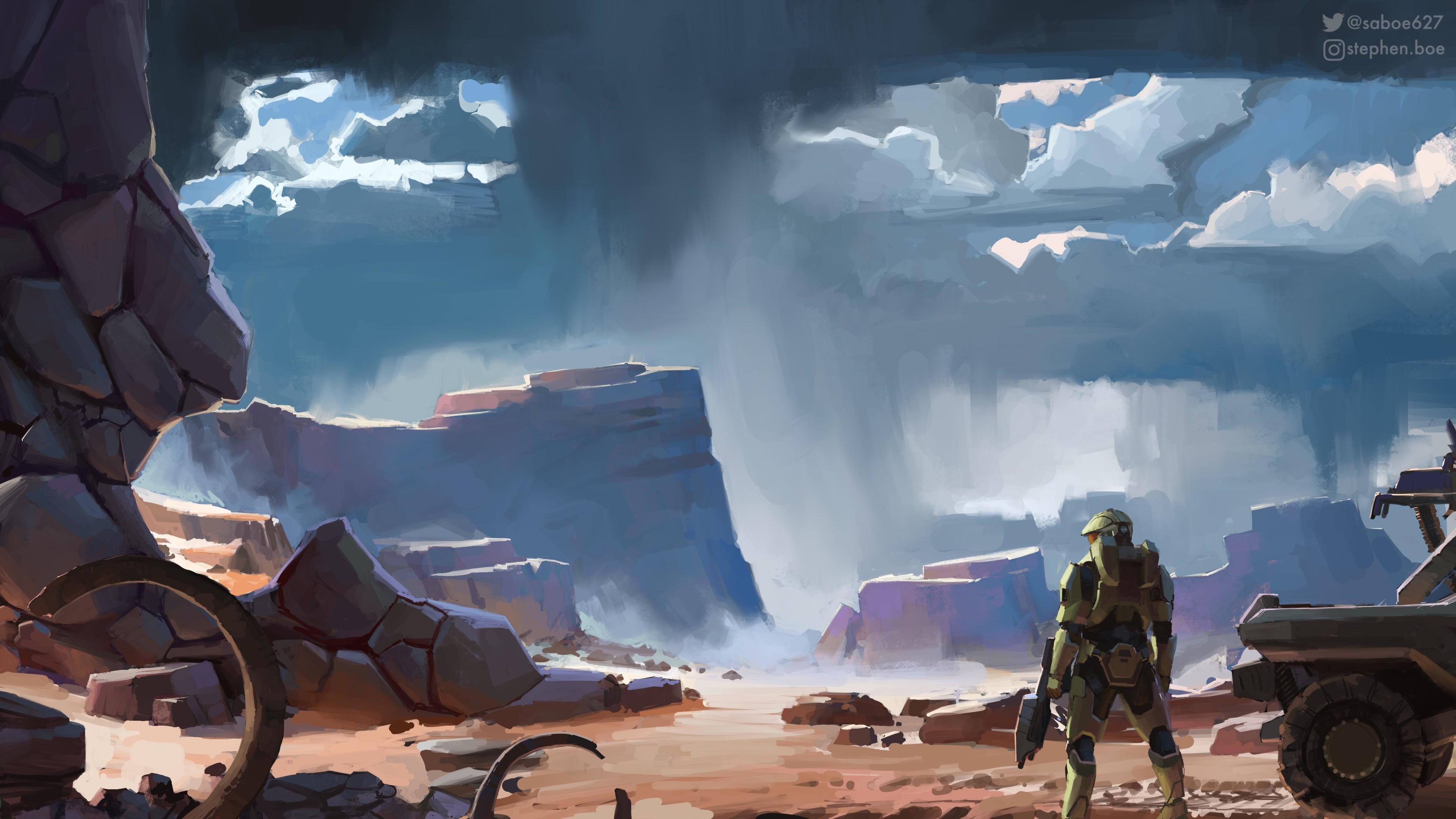 Master Chief canyon Halo Infinite, 3840x2160 4K Ultra HD, Monitor 4K