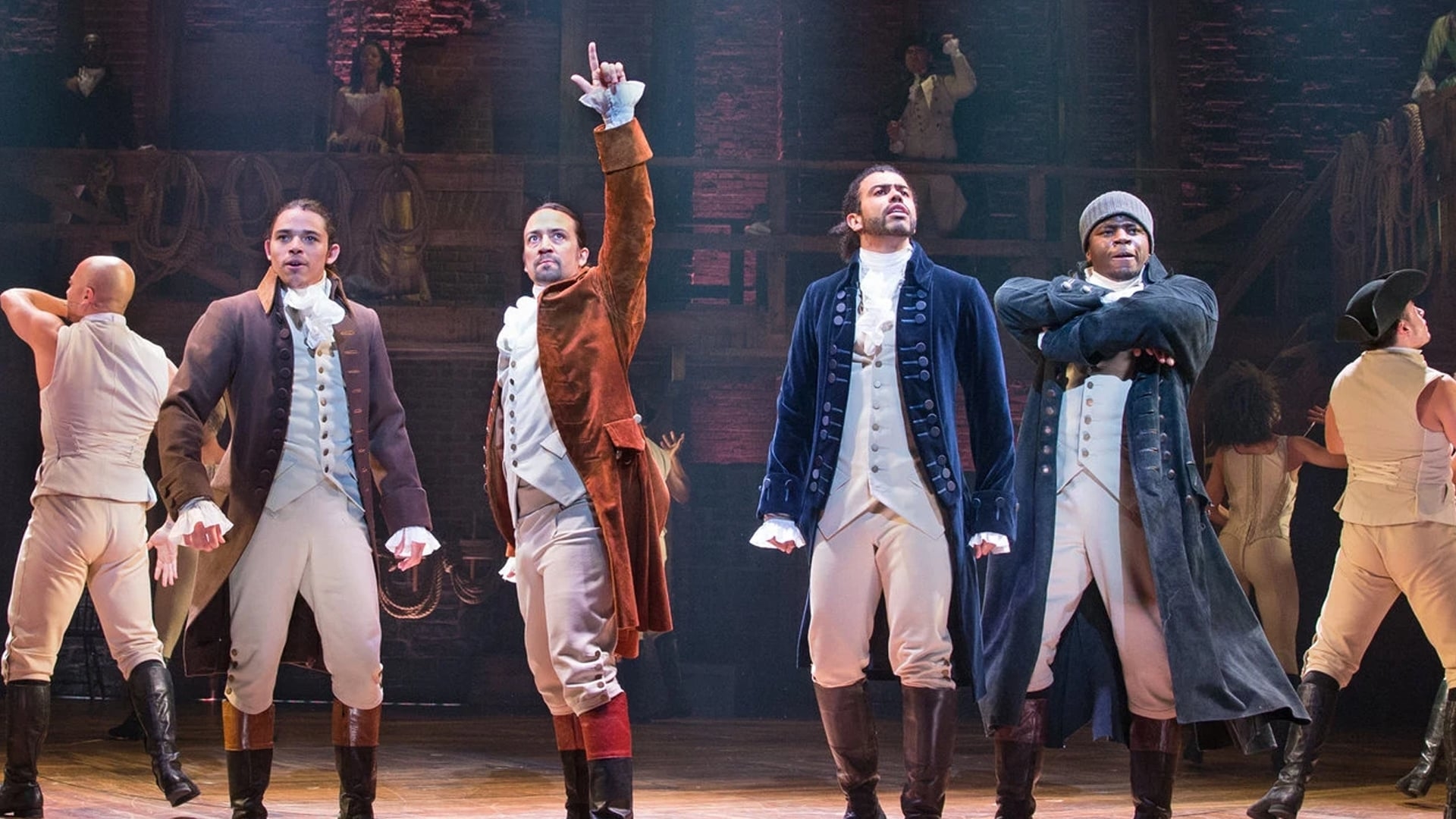 Cast musical Hamilton in scena, 1920x1080 Full HD 1080p, PC