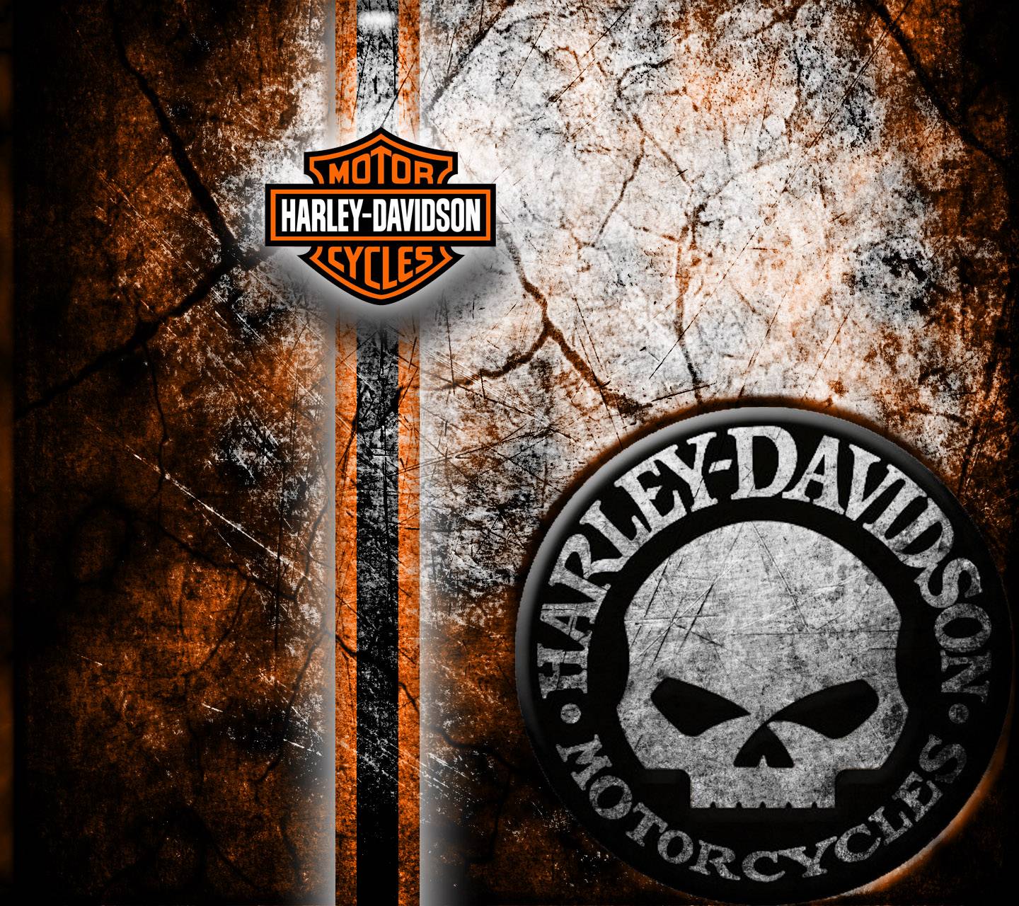 Logo Harley-Davidson teschio arancione, 1440x1280 HD, Desktop