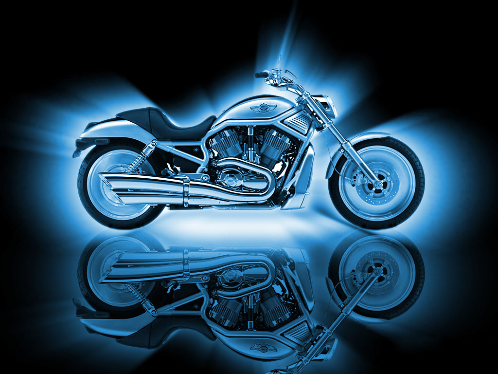 Moto Harley Davidson luci blu, 1024x768 HD, Desktop