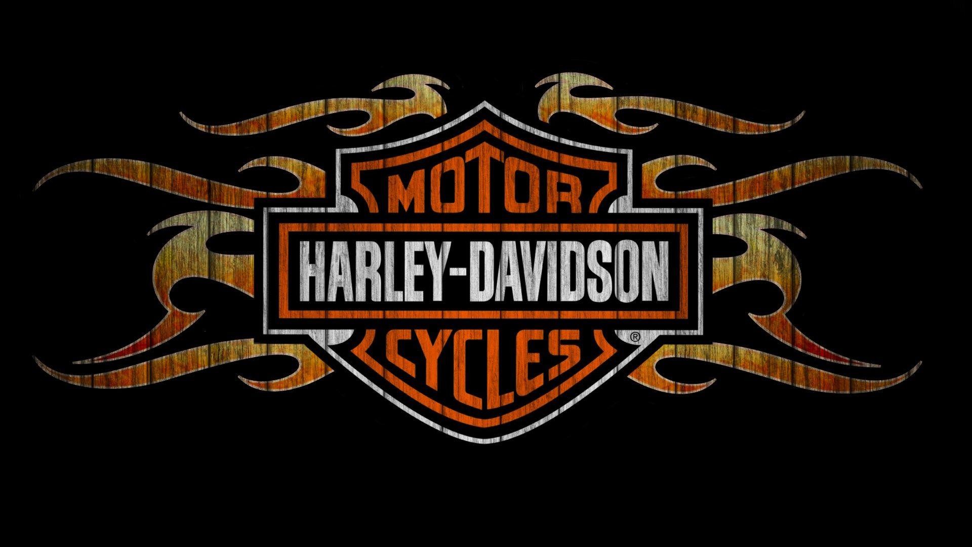 Logo Harley-Davidson fiamme arancioni, 1920x1080 Full HD 1080p, PC