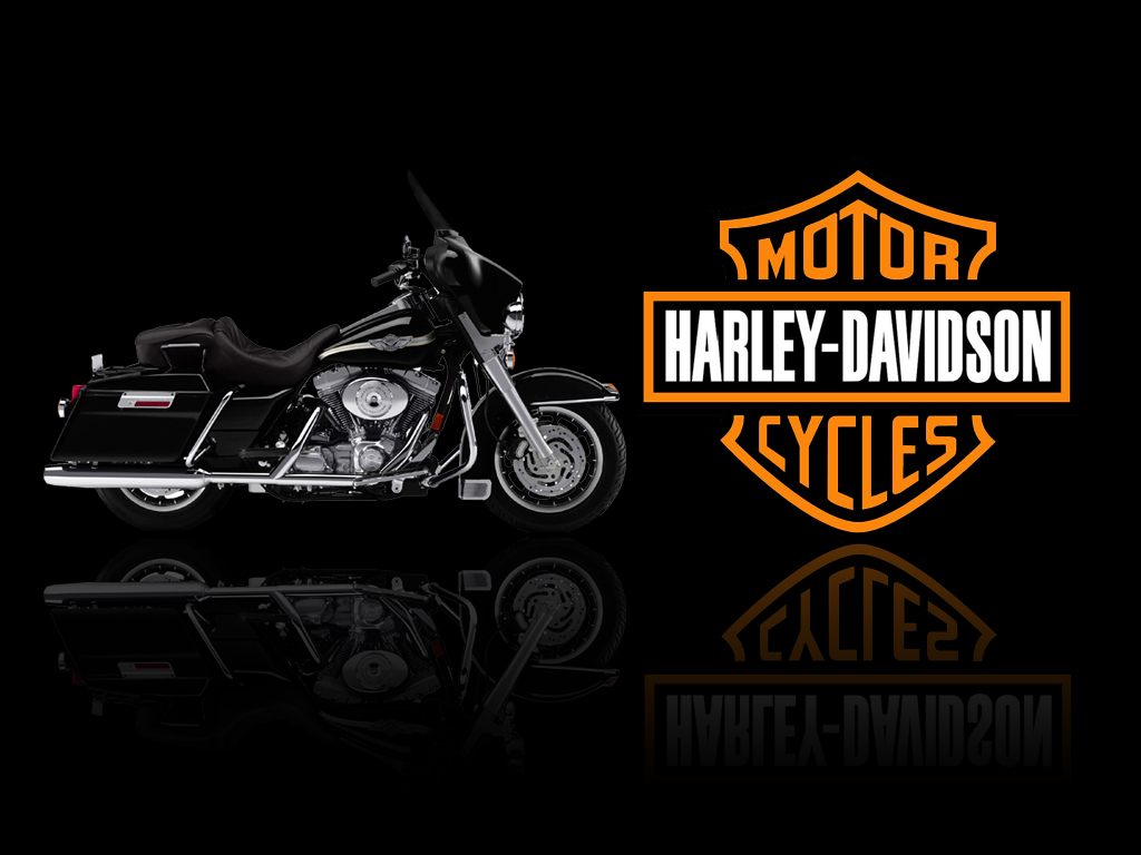 Moto Harley Davidson nera logo, 1024x768 HD, Laptop