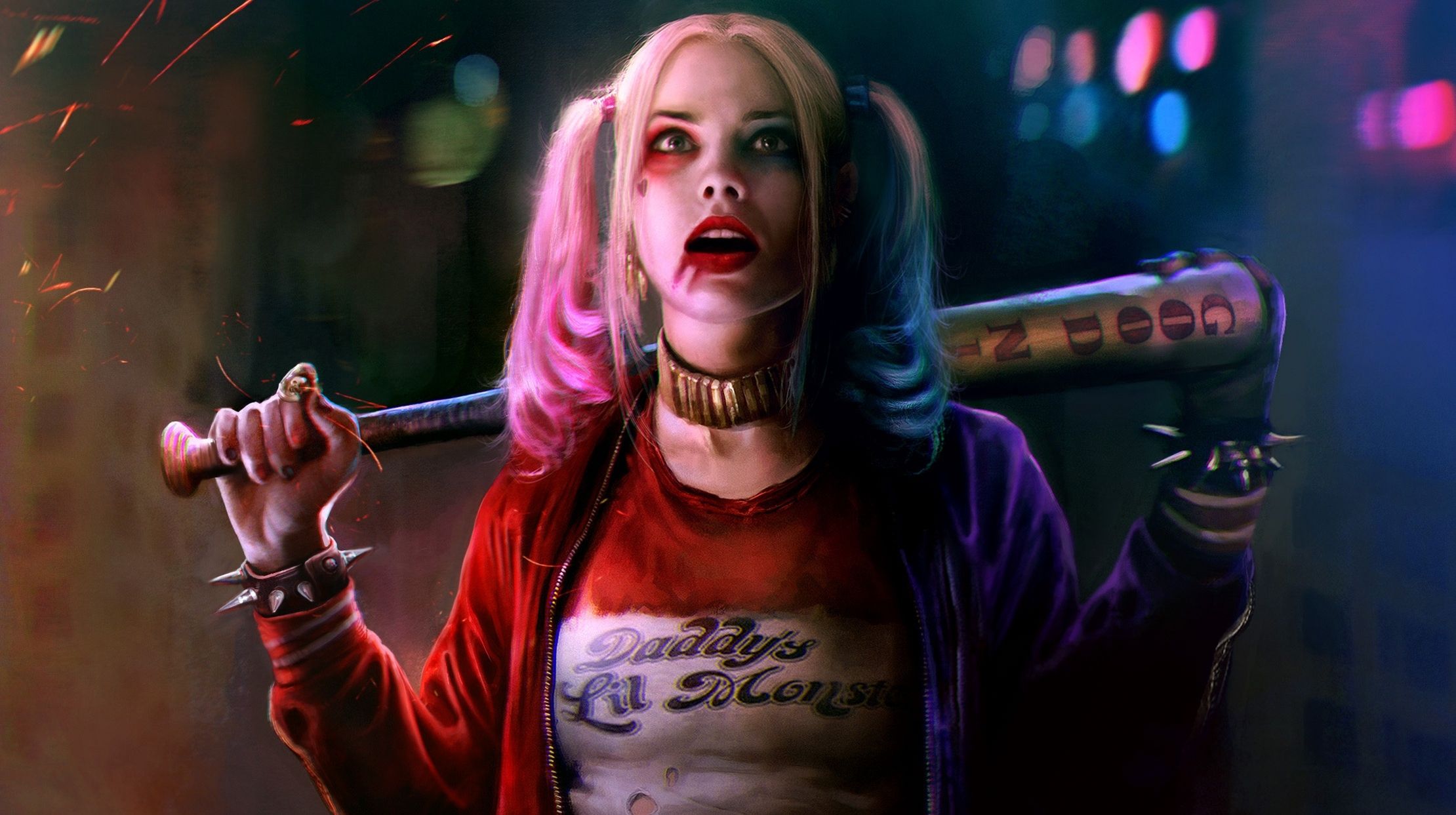 Harley Quinn con mazza da baseball, 2220x1243 alta risoluzione, Desktop