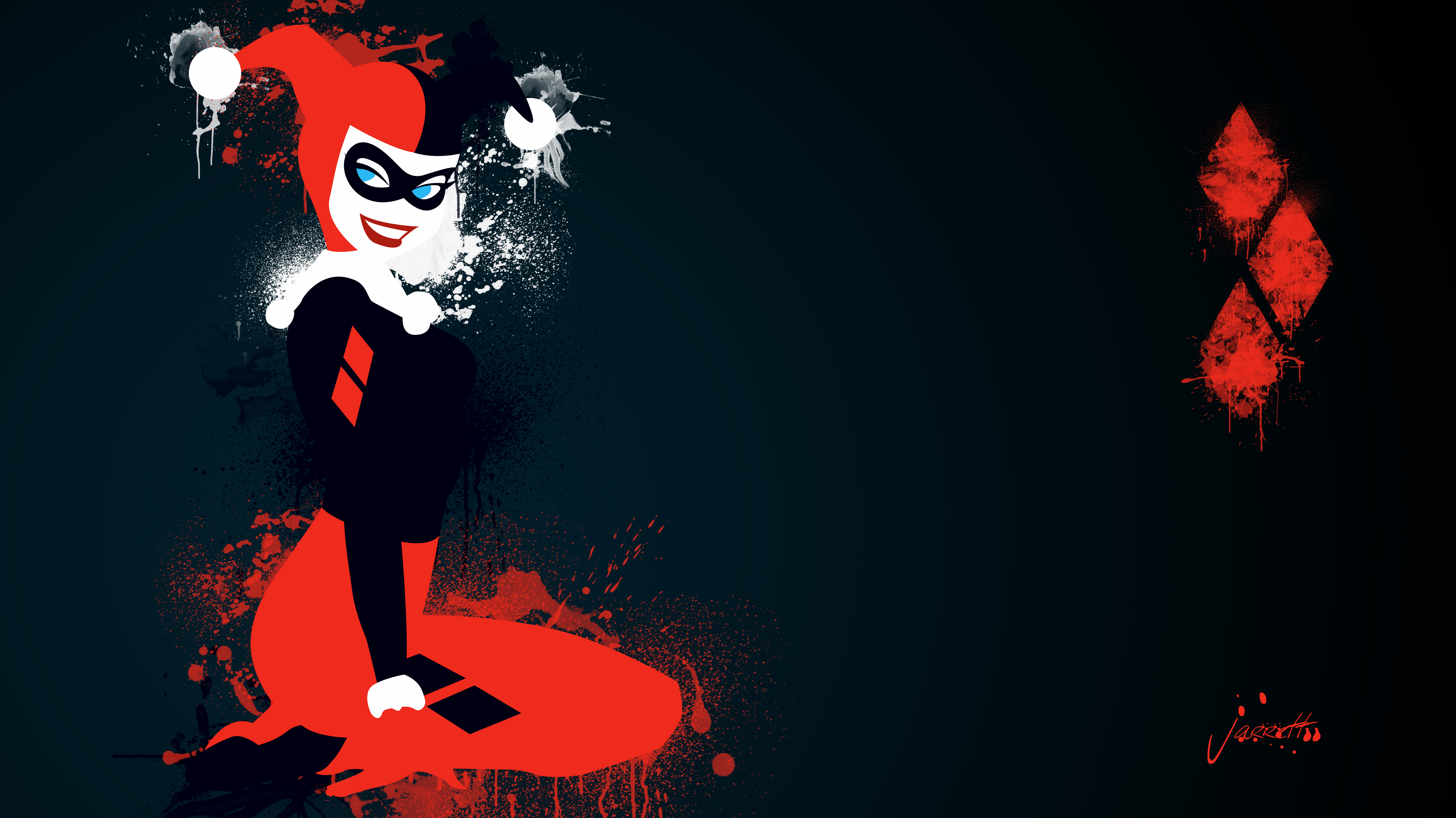 Harley Quinn rossa e nera, 5120x2880 4K, Desktop 4K